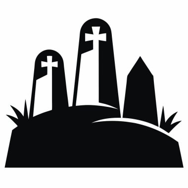 Mezar ve mezarlık sembolünün vektör çizimi. Mezar taşı ve mezar taşı stok vektörü çizimi.