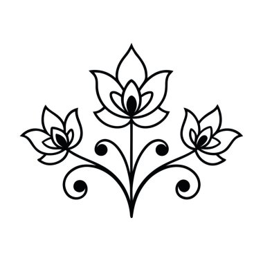 Siyah-beyaz vektör çiçek süsü