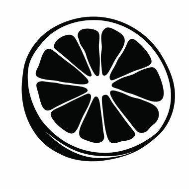 Siyah simge dilimi, beyaz arkaplanda vektör çizimi. Turunçgil kavramı işareti, sembol