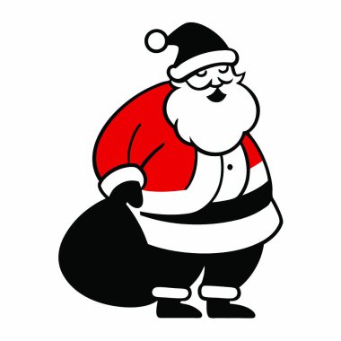 Noel Baba çizgi film karakteri beyaz arka planda izole edilmiş.