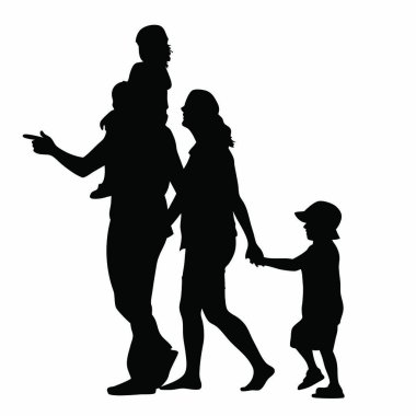 Aile beyaz zemin üzerine siluet vektör.
