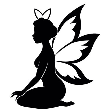 Kelebekli genç bir kadının silüeti.