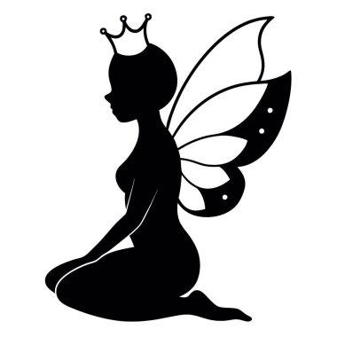 Taç şeklinde bir kızın vektör silueti