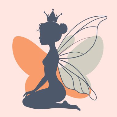 Kelebekli güzel bir kızın vektör çizimi