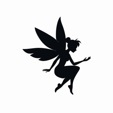 Kelebekli bir peri silueti. vektör illüstrasyonu.