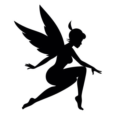 Melek üzerindeki bir kadının vektör silueti.