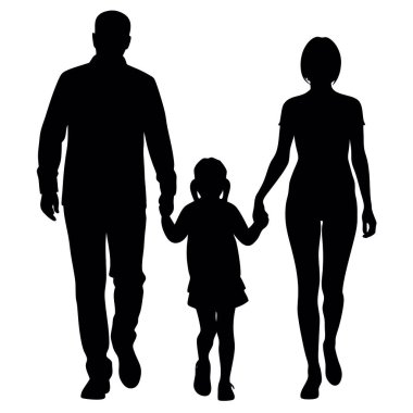 Çocuklu bir ailenin silueti. vektör illüstrasyonu