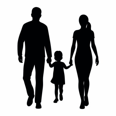 Aile beyaz zemin üzerine siluet vektör.