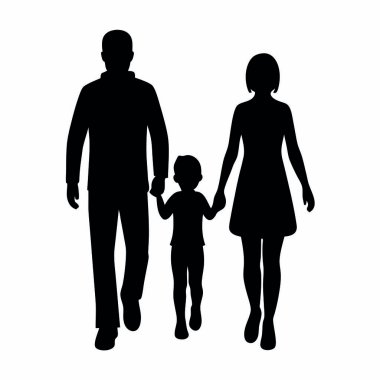 Beyaz arka planda siluet aile. vektör illüstrasyonu