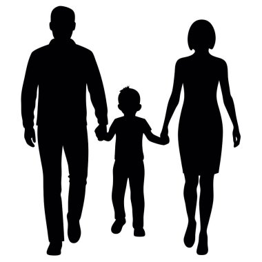 Beyaz arka plan üzerinde aile siluet.