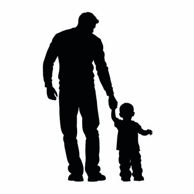 Küçük oğluyla babasının silueti.
