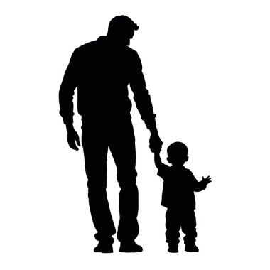 Beyaz arka planda baba ve oğulun silueti