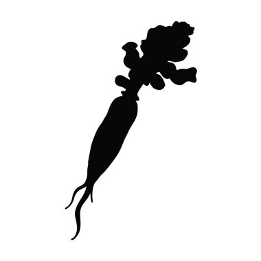 Siyah mürekkepli el, bir havucun siluetinin resmini çizmiş..