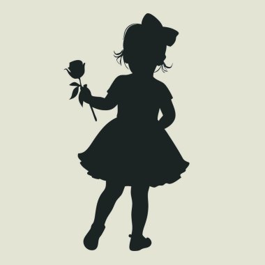 Çiçekli kız silueti. vektör illüstrasyonu