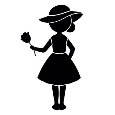 Elinde çiçek olan bir kadının silueti..