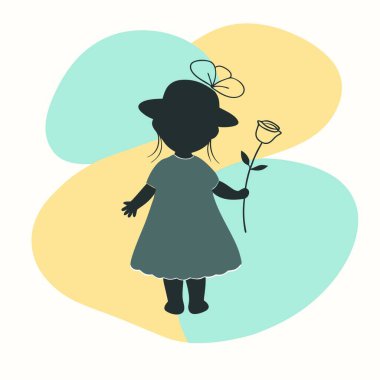 Şapkasında çiçek olan bir kızın vektör çizimi