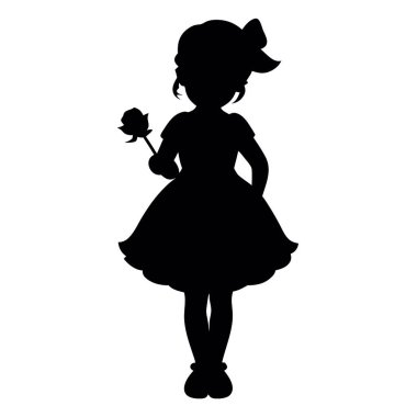 Beyaz arka planda çiçekli bir kadının vektör silueti.