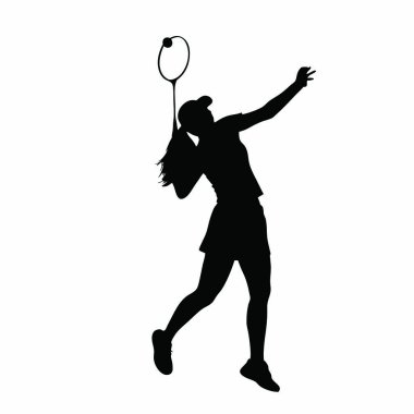 Raketli bayan tenisçinin silueti.
