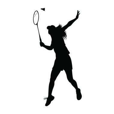 Tenis raketi olan bir kızın silueti.