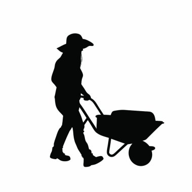 Bahçeyle yürüyen ailenin vektör silueti.