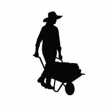 El arabası olan bir adamın silueti.