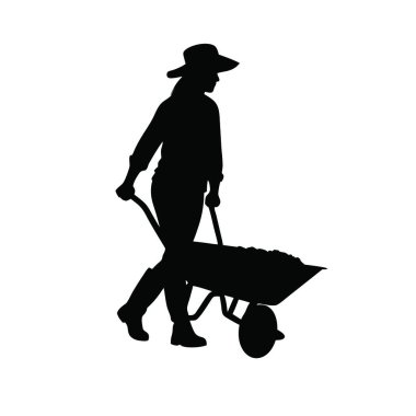 Beyaz arka planda çiftçinin vektör silueti