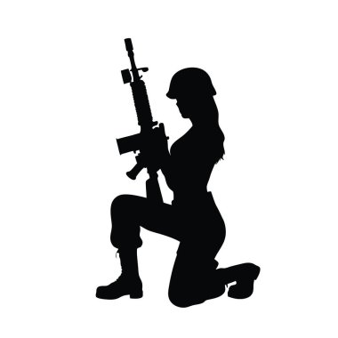 Beyaz arkaplan vektöründe silueti olan asker