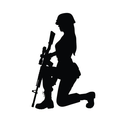 Kadın asker silueti.