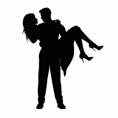 Aşık çiftler silueti.
