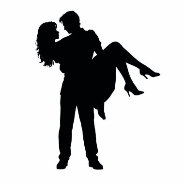 Beyaz arka planda dans eden çiftlerin silueti