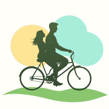 Bisikletli çiftlerin vektör silueti