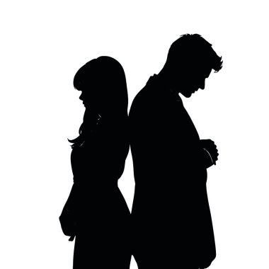 Beyaz arkaplanda çiftlerin siluetleri