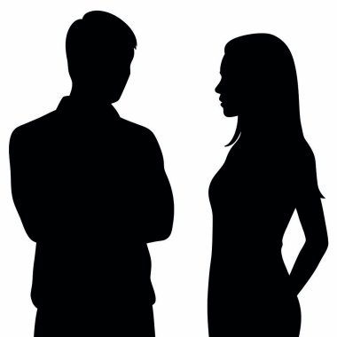 Beyaz arka planda olan insanların vektör silueti.