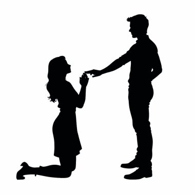 El ele tutuşan kadın ve erkeğin silueti.