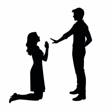 Beyaz arkaplandaki bir çiftin vektör silueti.