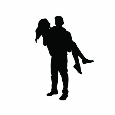 Beyaz arkaplanda bir çiftin silueti