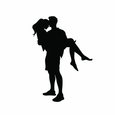 Beyaz arkaplanda çift silueti.