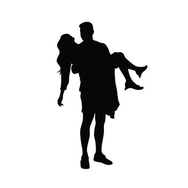 Aile beyaz zemin üzerine siluet vektör.