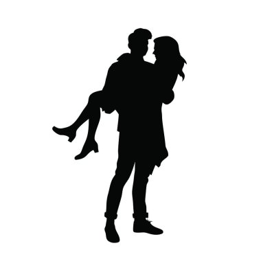 Beyaz arka planda birbirine aşık çiftlerin silueti