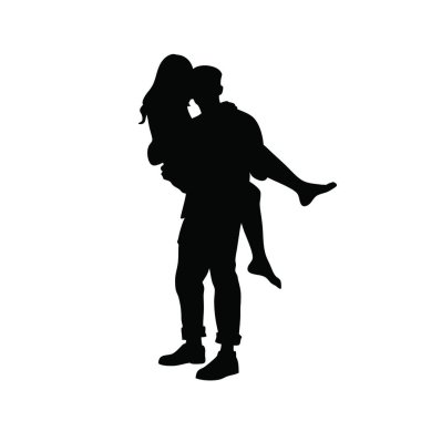 Beyaz arkaplanda vektör silueti çifti.