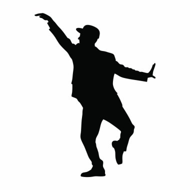 Beyaz arka planda dans eden adamın vektör silueti