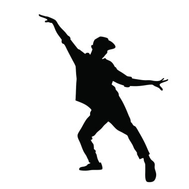 Sırt çantalı vektör adam. Siyah siluet. beyaz arkaplanda izole.