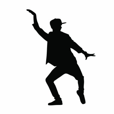 Beyaz arka planda dans eden bir adamın silüeti.