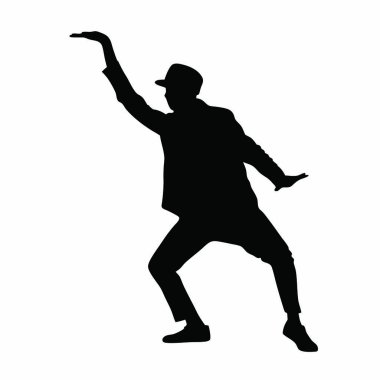 Dans eden adam, dansın silueti, beyaz arka planda soyutlanmış.