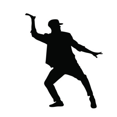 Beyaz üzerinde dans eden adam silueti. vektör illüstrasyonu.