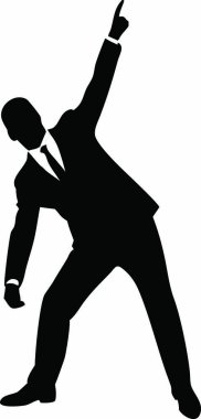 Beyaz arka planda dans eden iş adamının vektör çizimi.