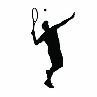 Beyaz arka planda raketi olan tenisçi silueti