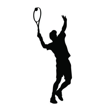 Raketli vektör tenisçi silueti