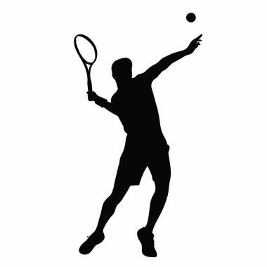 Siluet tenis oyuncusu beyaz arkaplanda eylem halinde
