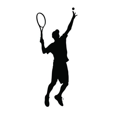 Tenisçi silueti. Vektör illüstrasyonu.